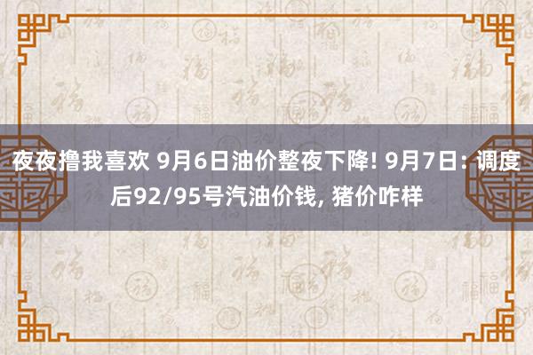 夜夜撸我喜欢 9月6日油价整夜下降! 9月7日: 调度后92/95号汽油价钱， 猪价咋样