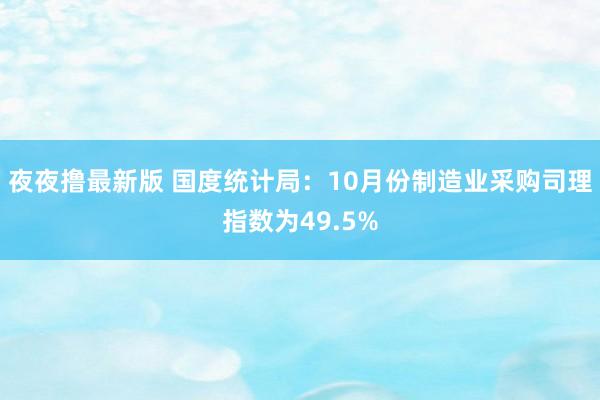 夜夜撸最新版 国度统计局：10月份制造业采购司理指数为49.5%