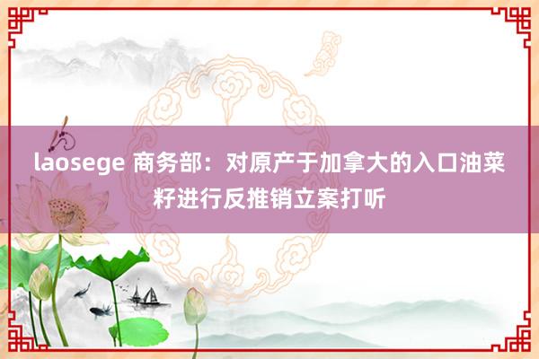 laosege 商务部：对原产于加拿大的入口油菜籽进行反推销立案打听