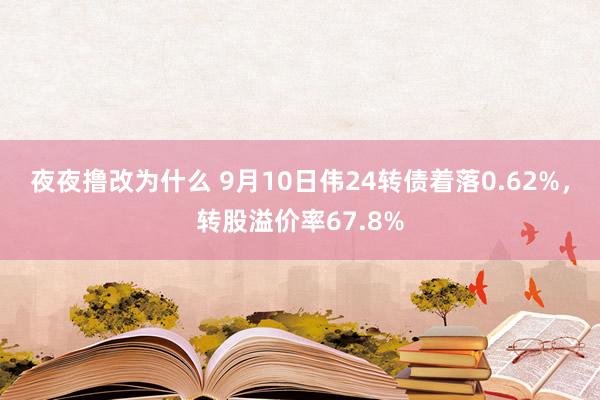 夜夜撸改为什么 9月10日伟24转债着落0.62%，转股溢价率67.8%