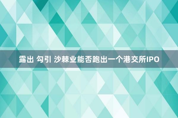 露出 勾引 沙棘业能否跑出一个港交所IPO