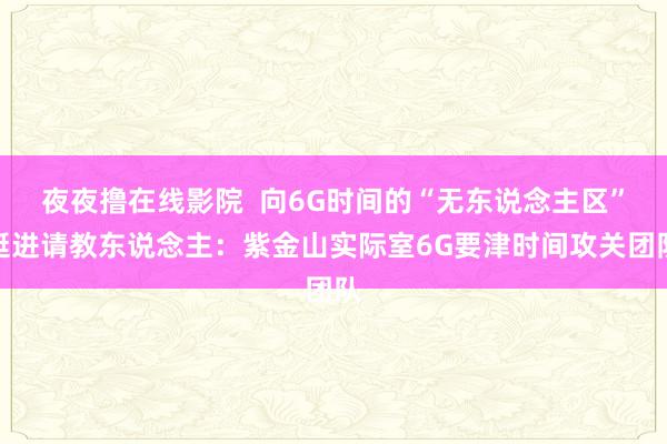 夜夜撸在线影院  向6G时间的“无东说念主区”挺进请教东说念主：紫金山实际室6G要津时间攻关团队