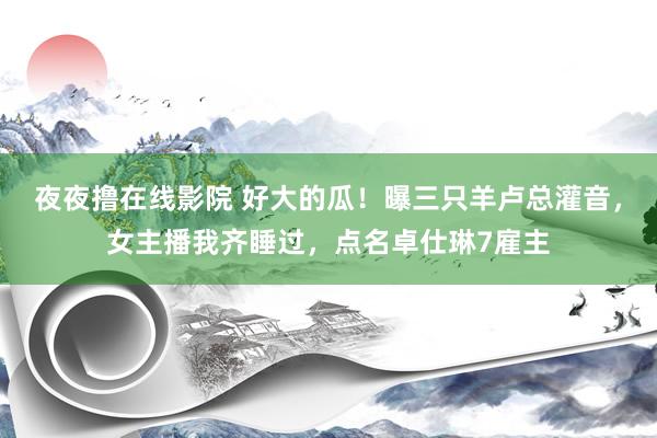 夜夜撸在线影院 好大的瓜！曝三只羊卢总灌音，女主播我齐睡过，点名卓仕琳7雇主