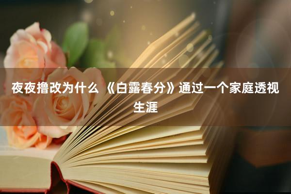 夜夜撸改为什么 《白露春分》通过一个家庭透视生涯