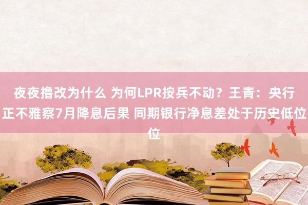 夜夜撸改为什么 为何LPR按兵不动？王青：央行正不雅察7月降息后果 同期银行净息差处于历史低位