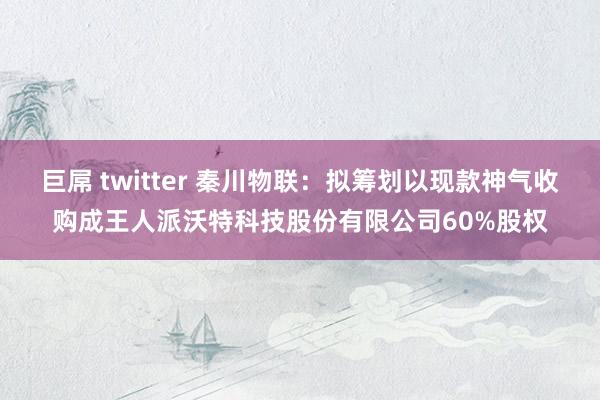 巨屌 twitter 秦川物联：拟筹划以现款神气收购成王人派沃特科技股份有限公司60%股权