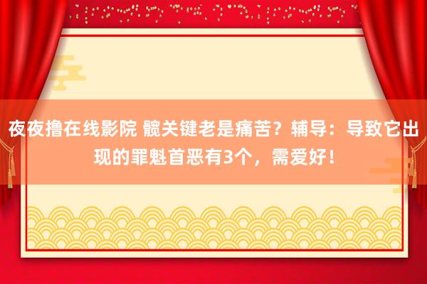 夜夜撸在线影院 髋关键老是痛苦？辅导：导致它出现的罪魁首恶有3个，需爱好！