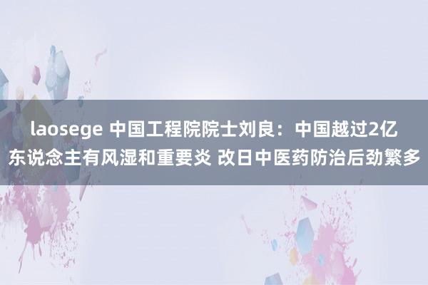 laosege 中国工程院院士刘良：中国越过2亿东说念主有风湿和重要炎 改日中医药防治后劲繁多