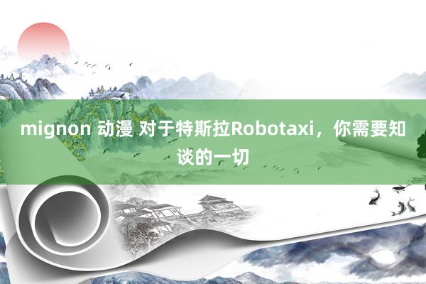 mignon 动漫 对于特斯拉Robotaxi，你需要知谈的一切