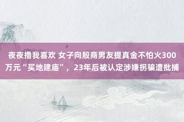 夜夜撸我喜欢 女子向殷商男友提真金不怕火300万元“买地建庙”，23年后被认定涉嫌拐骗遭批捕