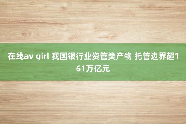 在线av girl 我国银行业资管类产物 托管边界超161万亿元