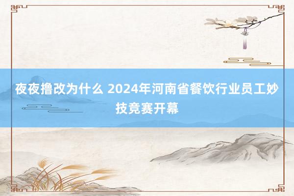 夜夜撸改为什么 2024年河南省餐饮行业员工妙技竞赛开幕