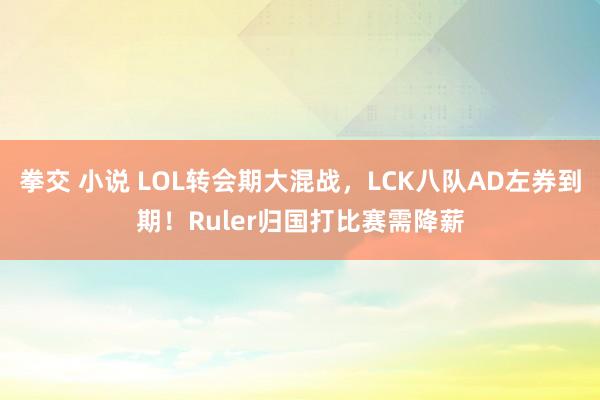 拳交 小说 LOL转会期大混战，LCK八队AD左券到期！Ruler归国打比赛需降薪