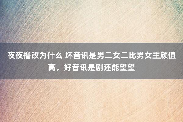 夜夜撸改为什么 坏音讯是男二女二比男女主颜值高，好音讯是剧还能望望