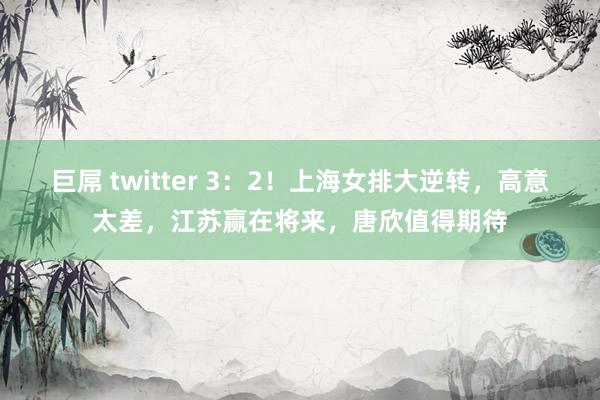 巨屌 twitter 3：2！上海女排大逆转，高意太差，江苏赢在将来，唐欣值得期待