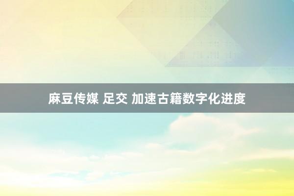 麻豆传媒 足交 加速古籍数字化进度