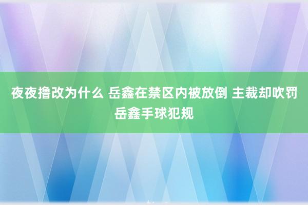 夜夜撸改为什么 岳鑫在禁区内被放倒 主裁却吹罚岳鑫手球犯规