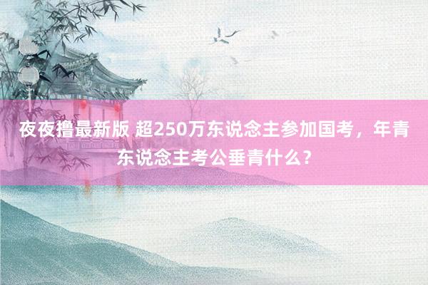 夜夜撸最新版 超250万东说念主参加国考，年青东说念主考公垂青什么？