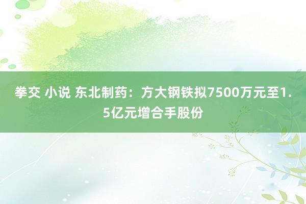 拳交 小说 东北制药：方大钢铁拟7500万元至1.5亿元增合手股份