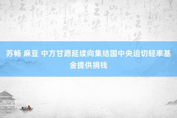 苏畅 麻豆 中方甘愿延续向集结国中央迫切轻率基金提供捐钱