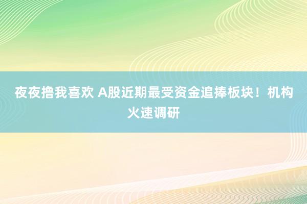 夜夜撸我喜欢 A股近期最受资金追捧板块！机构火速调研