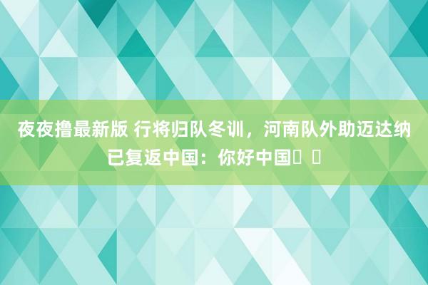 夜夜撸最新版 行将归队冬训，河南队外助迈达纳已复返中国：你好中国❤️