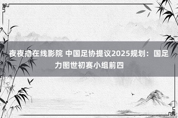 夜夜撸在线影院 中国足协提议2025规划：国足力图世初赛小组前四