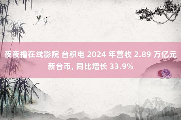 夜夜撸在线影院 台积电 2024 年营收 2.89 万亿元新台币， 同比增长 33.9%