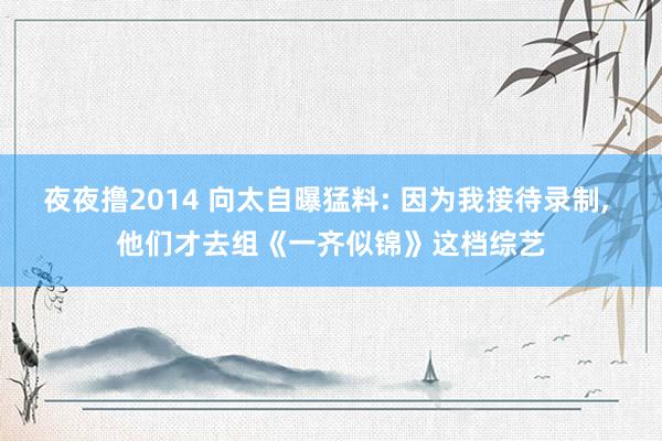 夜夜撸2014 向太自曝猛料: 因为我接待录制， 他们才去组《一齐似锦》这档综艺