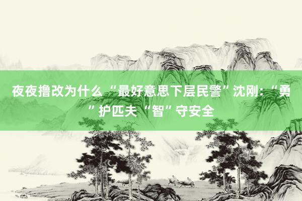 夜夜撸改为什么 “最好意思下层民警”沈刚: “勇”护匹夫 “智”守安全